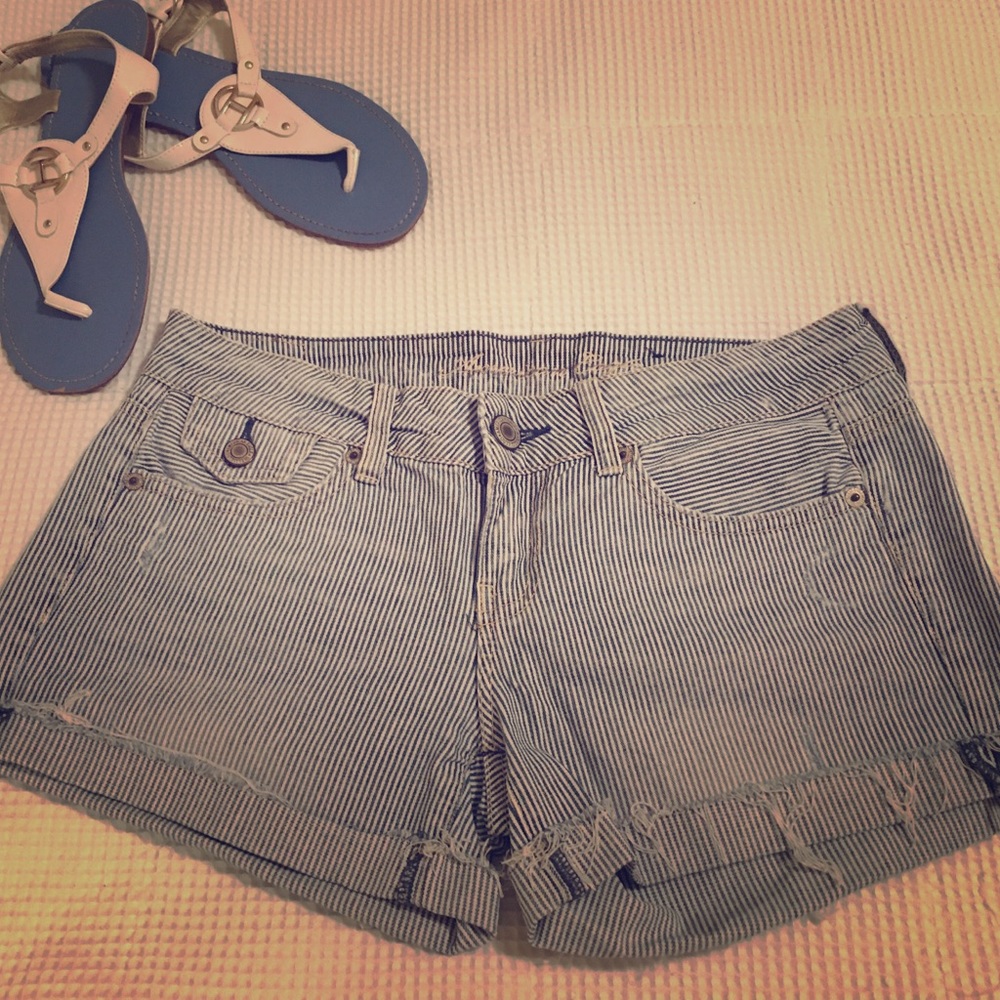 American Eagle pinstriped denim shorts
